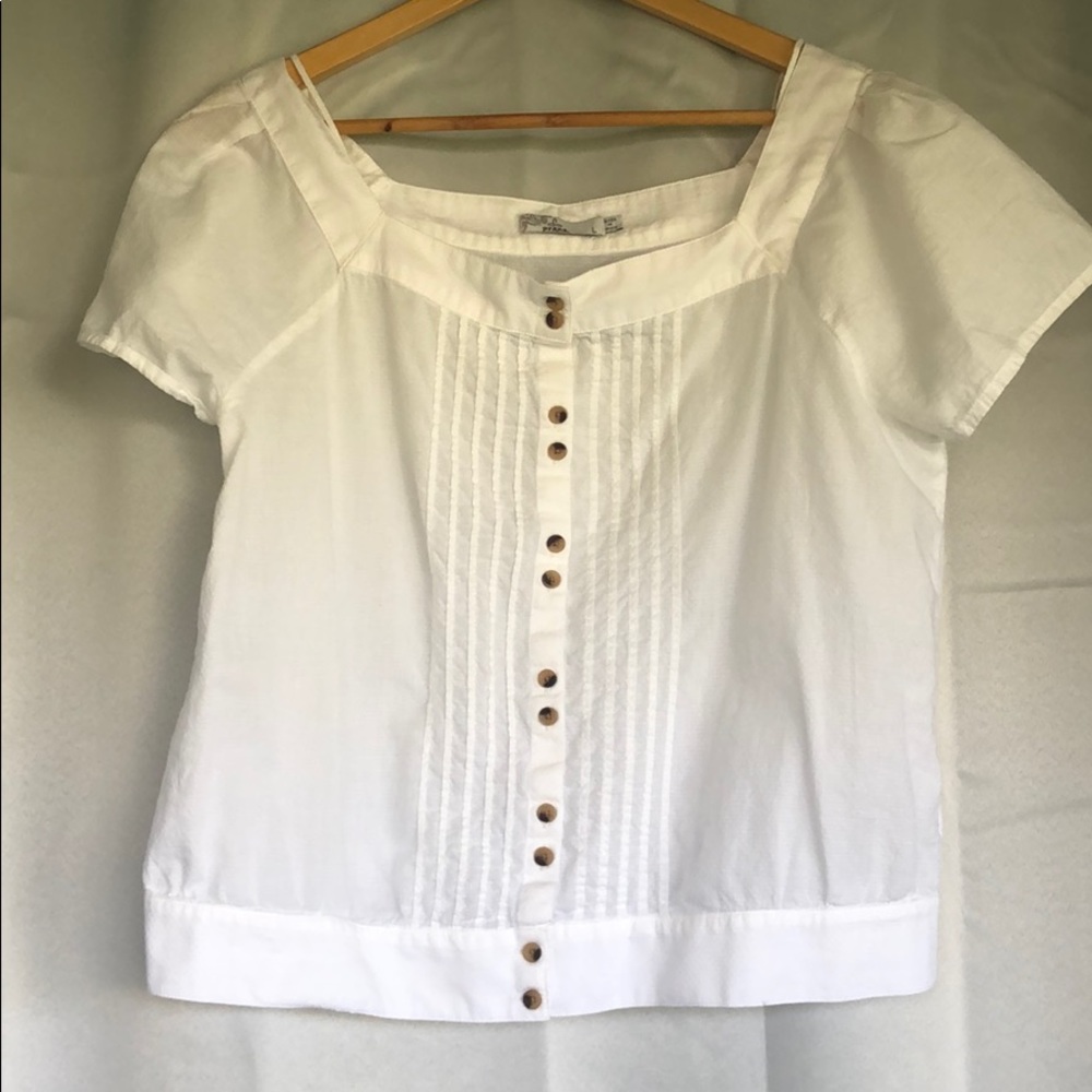 Prana double-button down detailed white too sz L